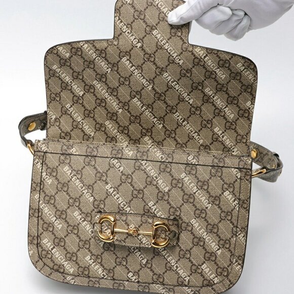 GUCCI Gray Horsebit Shoulder Bag - Picture 6 of 8